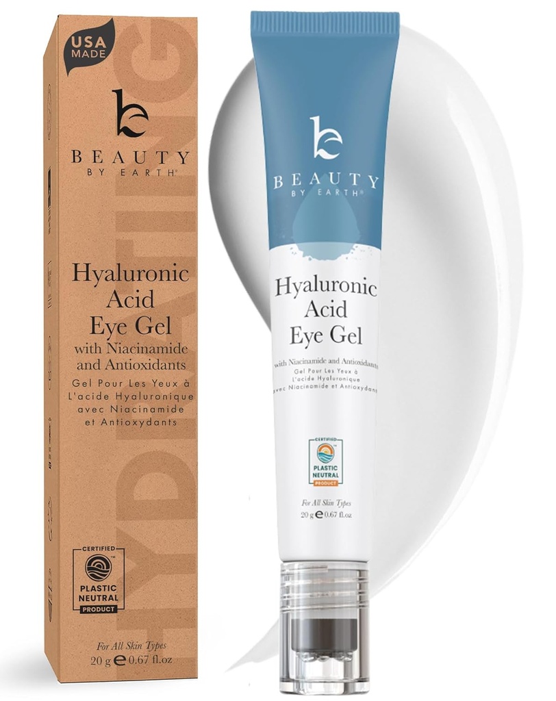 Beauty by Earth Under Eye Cream - Ψύξη Αντι-Γήρανση Hyaluronic Acid Eye Gel για Σκοτεινούς Κύκλους, Παχυσαρκία & ρυτίδες