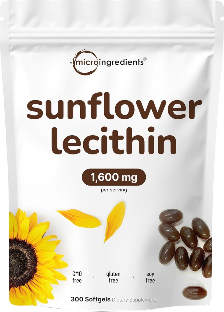 Mikro Malzemeler Sunflower Lecithin 1,600 mg Per Servis, 300 Softgels | Sustainally Farmed Source, Cold Pressed, Rich in Phosphatidyl Choline | Lactation Supplement* | Soy Free, Non-GMO