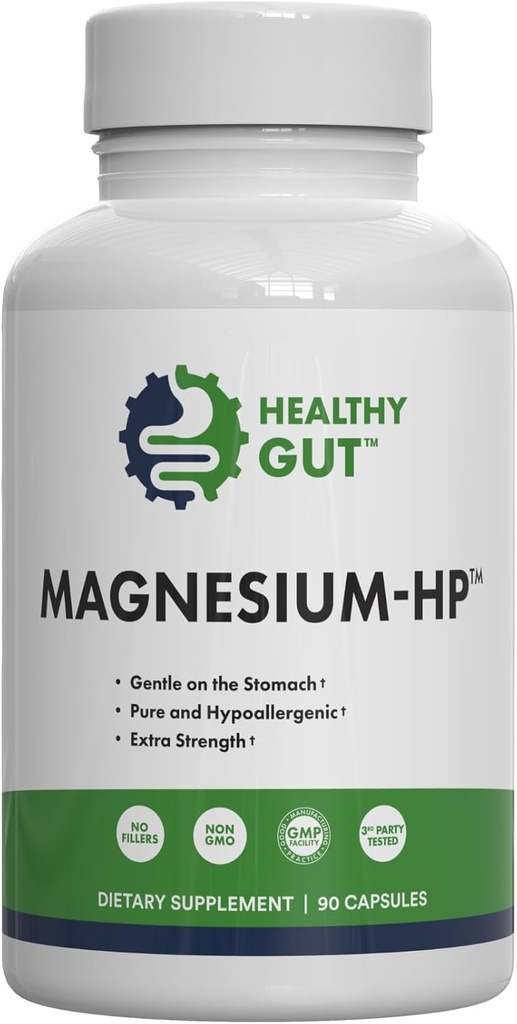 Sağlıklı Gut Magnezyum-HP | Ultra Pure Glycinate with Zero Fillers | 180 mg Magnezyum Glycinate | 90 Servisler