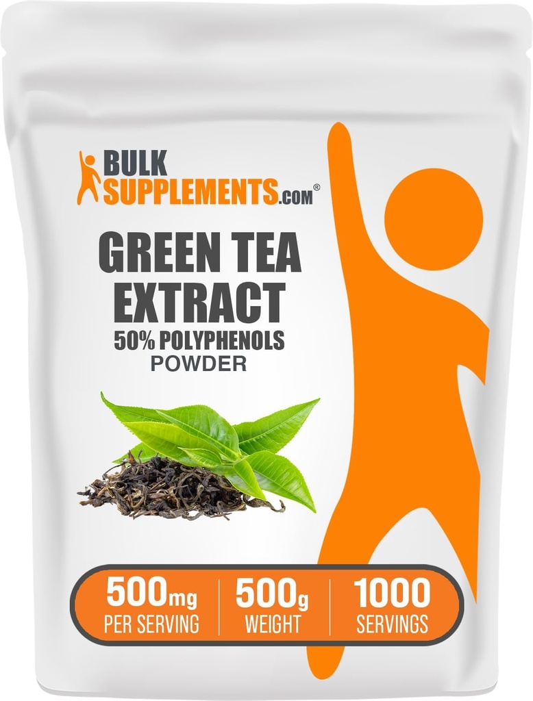 BulkSupplements.comgreen Tea Extract Toz -% 50 Polyols Supplement, EGCG Supplements - Gluten Free, 500 mg per Service, 500g (1.1 lbs) (Pack of 1)