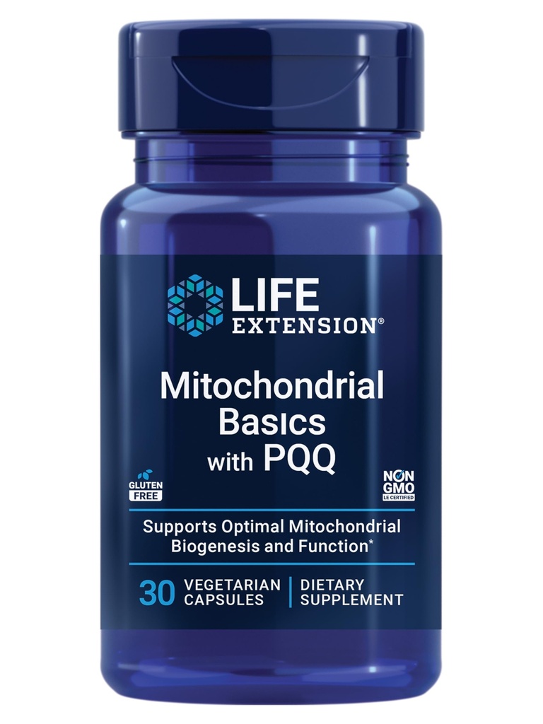 Life Extension Mitochondrial Basics with PQ, L-Taurine, R-lipoic Asit, Hücre Enerji Üretimi, Beyin ve Kalp Sağlığı, Gluten-Free, Non-GMO, Vegetarian, 30 Capsules