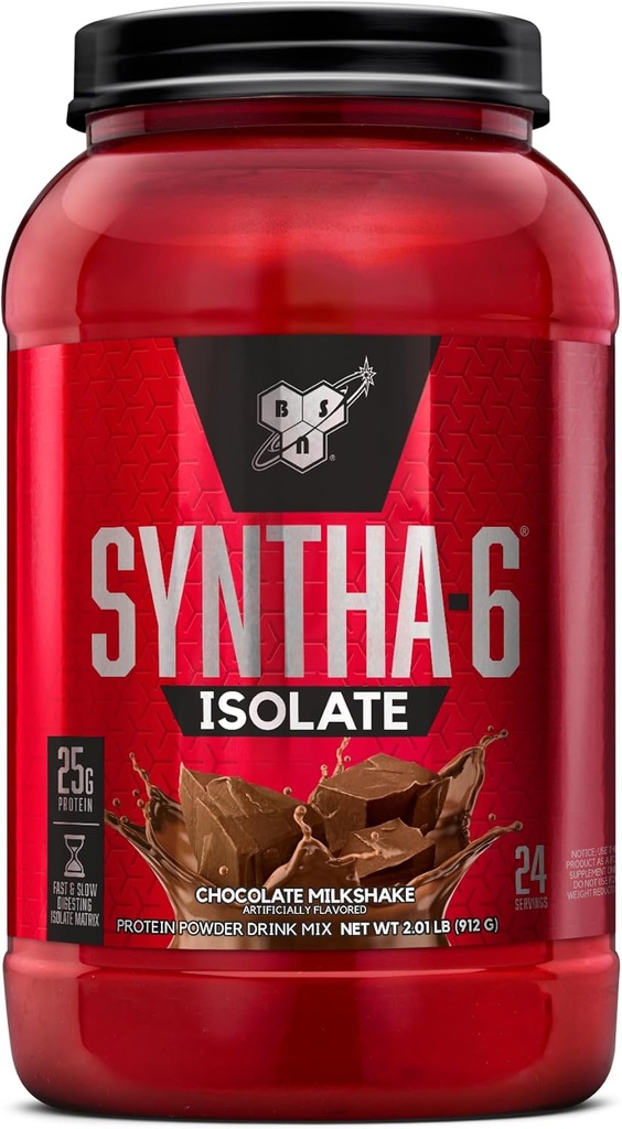 BSN SYNTHA-6 Isolate Protein Powder, Chocolate Protein Powder with Whey Protein Isolate, Milk Protein Isolate, Flavor: Chocolate Milkshake, 24 Servings