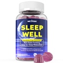 Melatonin Free Sleep Gummies, Glycinate, GABA, 5-HTP, L-Theanine, Valerian, Chamomile, Lemon Balm, Vitamin D3 & B6 - Hormon & Drug- Free, Non-Habit Format,Sugar Free