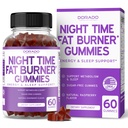 Νυχτερινή ώρα Fat Burner Gummies (60 Count) Βάρος Απώλεια & Μεταβολισμός - Χωρίς ζάχαρη - Delicious Raspberry Flavored Melaton Supplement Gummies - Vegan Safe - Third Party Tested - Made in USA