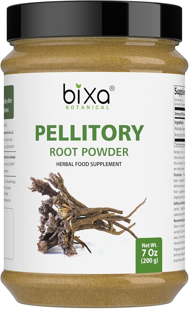 Bixa BOTANICAL Pellitory Root Toz | Anacyclus pyrethrum/Akarkara | Ayurvedic Herbal Supplement | 200 GMS / 7 OZ | Gluten Free, Non-GMO, Steam tedavi edildi, Vegan,% 100 Pure.