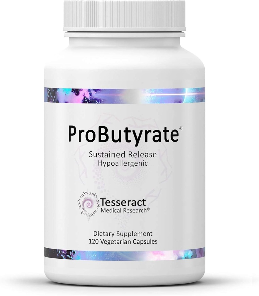 Tesseract Ιατρική έρευνα ProButyrate Gut Health Supplement, Butyric Acid Complex, Γαστρεντερικό συμπλήρωμα υποστήριξης, βοηθά στην αποκατάσταση ισορροπίας για να σταθεροποιήσει το μικροβιόγραμμα Gut, 600mg, 120 κάψουλες