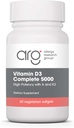 Alerji Araştırma Grubu Vitamin D3 5000 IU - Vitamin D3 ve K2 Supplement, Daily Balance, A, DeltaGold Tocotrienols, High Potency, Veggie Softgels - 60 Count