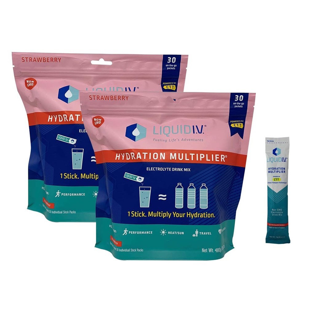 Sıvı I.V. Hydration Multiplier, 30 Stick Packs, Strawberry (2 Pack)
