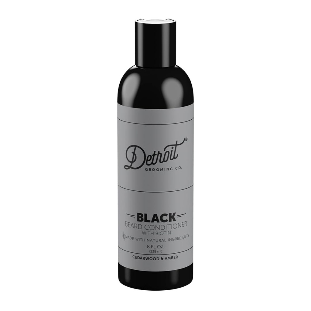 Detroit Grooming Co. Beard Conditioner with Apple Extract & Aloe Vera – Softening, Detangling, and Hydrating Beard Conditioner – Black Edition (Cedarwood & Amber) - 8oz