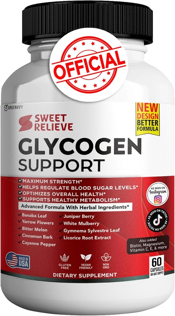 Sweet Relieve Glycogen Support Commons Blood Record Supplement - Glycogen Support Capsules Sweetrelief Formula Glyco Optimizer - 60 Capsules