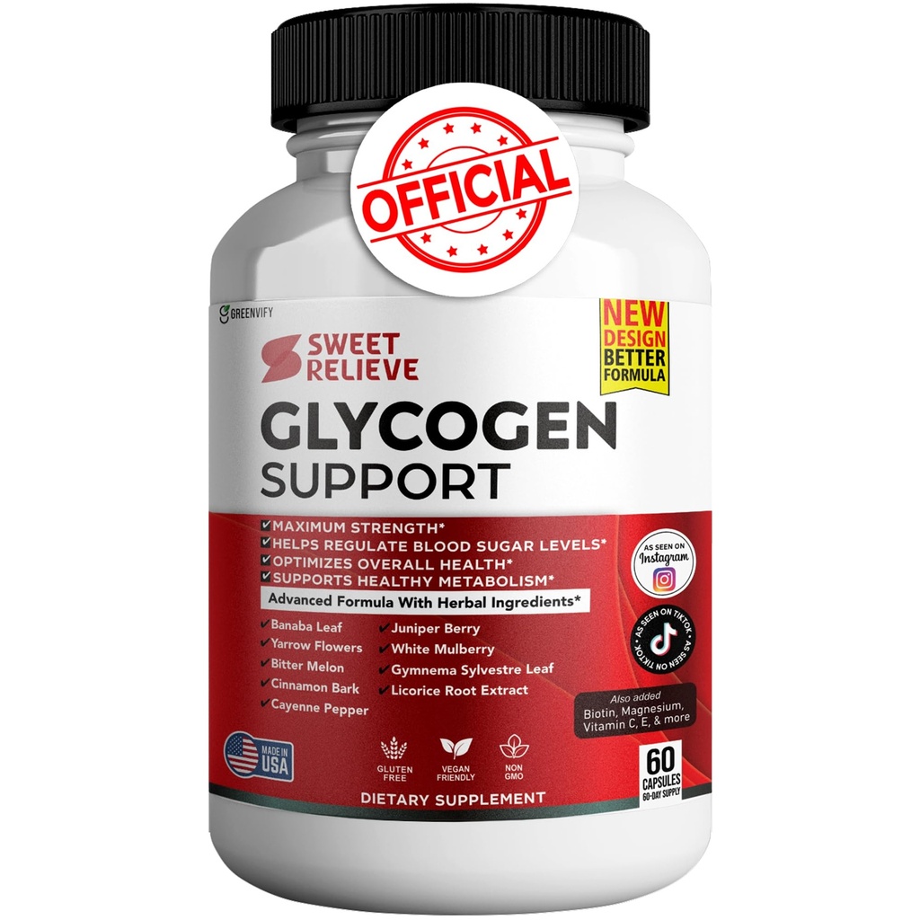Sweet Relieve Glycogen Support Joints Blood Vessel Cleaner Supplement - Glycogen Support Capsules Sweetrelief Formula Glyco Optimizer – 60 Capsules