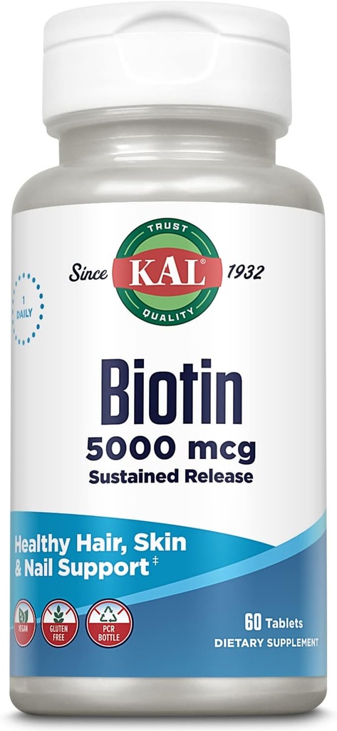 KAL Biotin 5000 TR Tabletler, 5000 mcg, 60 Kont