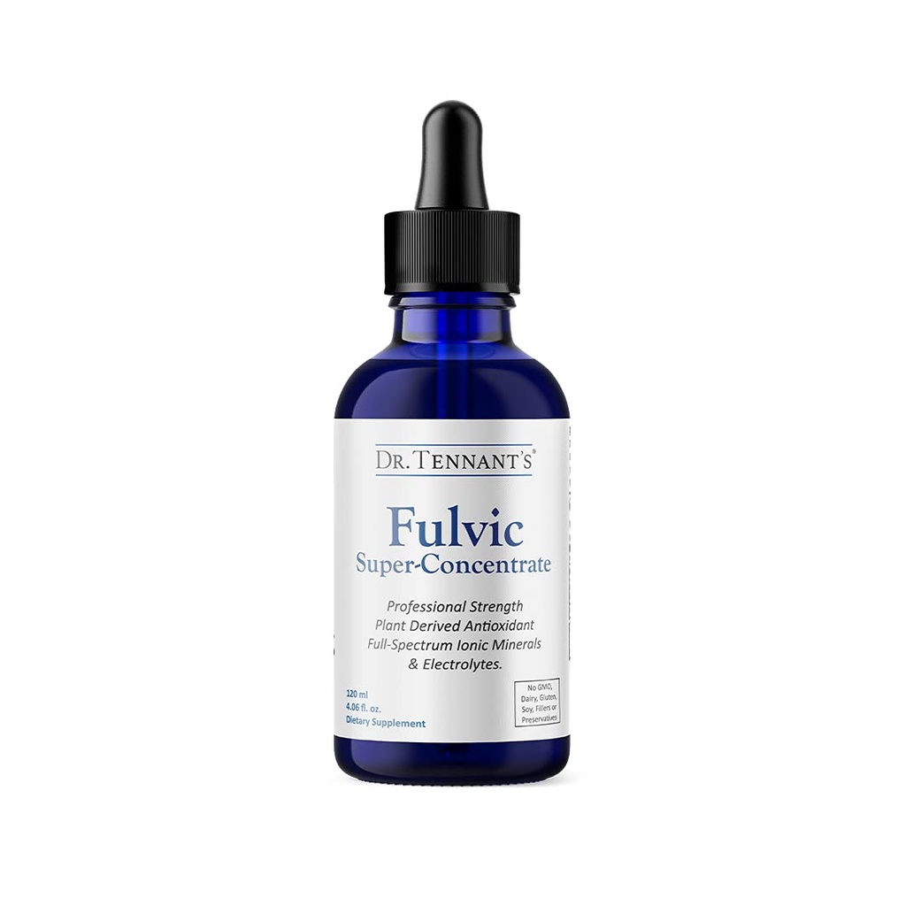 Dr. Tennant's Fulvic Super-Concentrate Liquid | Gelişler Hücre Enerji & Detoxification | Temel Trace Mineraller | 120-Day Supply