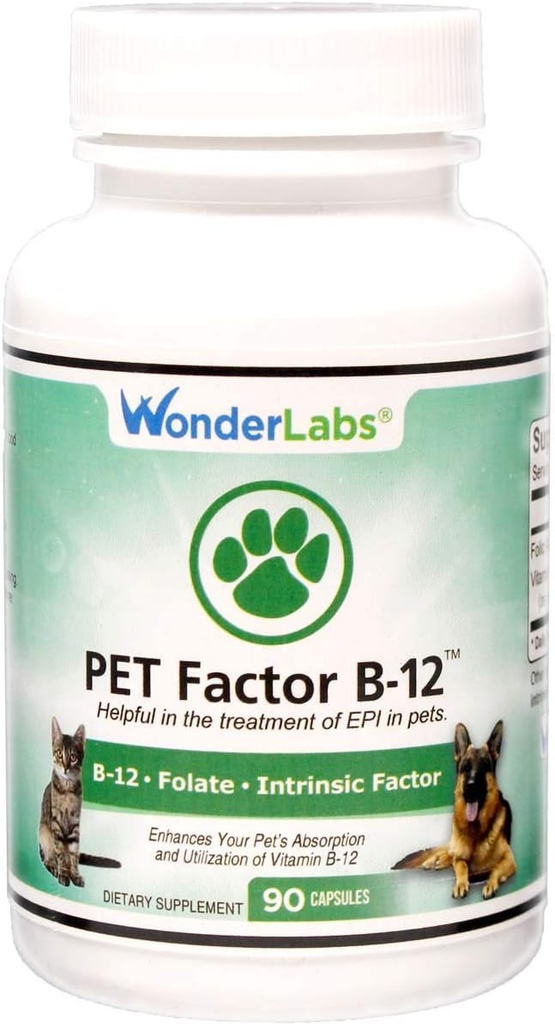 Wonder Laboratories Pet Factor B-12 | Vitamin B-12 in Torchcobalamin Form | Köpeklerde EPI Tedavisinde Popüler. 90 Count