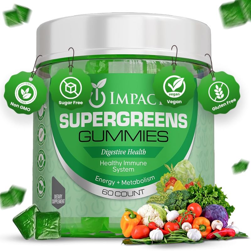 Supergreens Veggies Gummies - Vejetaryen Fiber Çocuklar için Gummies - 35+ Essential Green Superfoods & Support Immunity & Gut Health - 4g of Fiber per Two Gummy (60 Count)