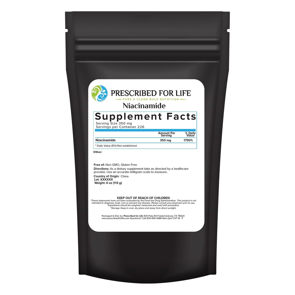 Life Niacinamid Toz (B-C), Fine Granular USP Grade Vitamin B3 Toz, Natural Nicotinamid Supplement, Gluten Free, Non GMO, Vegan, Niacinamida Pura (4oz / 113g)