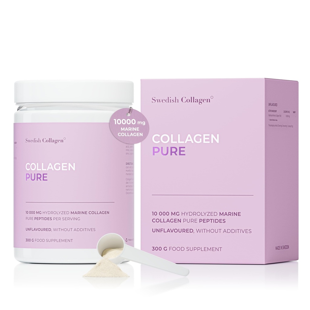Swedish Collagen - Hydrolyzed Marine Collagen 10.000 mg συμπλήρωμα σκόνης - Συσκευασία των 300 g, 30 Ημέρα προσφοράς 