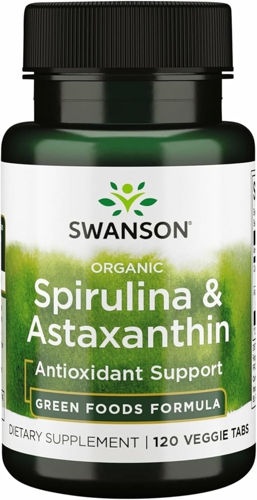 Swanson Organik Spirulina & Astaxanthin 120 Veg Tabs