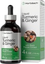Horbaach Turmeric ve Ginger Supplement Drops | 4 fl oz | Black Pepper Extract | Herbal Liquid Tincture | Vegan, Non-GMO & Gluten Free