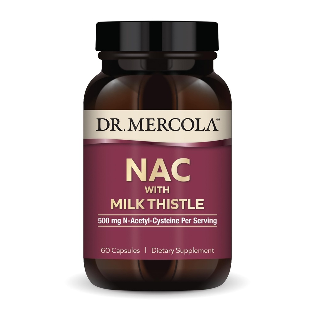 Dr. Mercola NAC ile Süt Butle - Antioksitlerle - Destekler Normal Detoxification Processes - 500 mg N-Acetyl-Cysteine per Service - Non-GMO, Gluten-Free & Soy Free - 60 Capsules (30 hizmet)