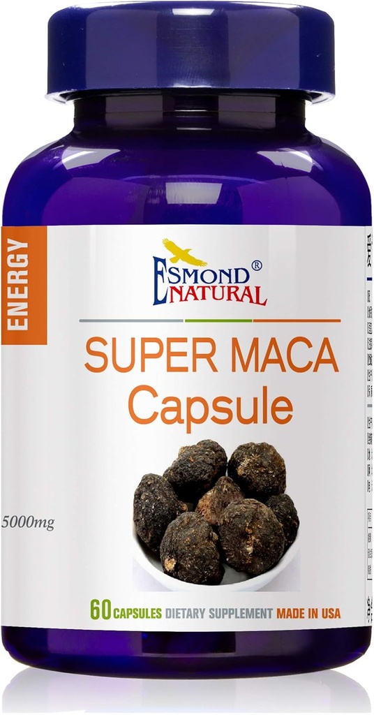 Super Maca Capsule (Energy Advancedr & Mood Stabilizer), ABD, FDA, GMP, NPAC-5000 mg, 60 Capsules
