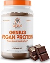 Genius Vegan Protein Tozu, Çikolata - Bitki bazlı Lean Muscle Building Shake for Men & Women - Pea & Riley Protein Kaynakları - Doğal Flavored & Sweetized - Dairy & Lactose Free