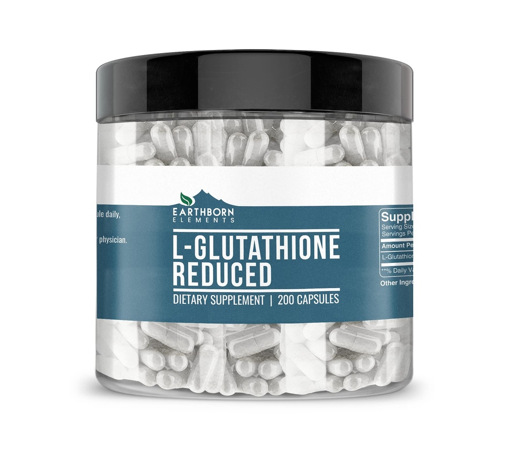 Earthborn Elements L-Glutathione Μειωμένη, καθαρή & μη αραιωμένη, Δεν Πρόσθετα (200 Count)