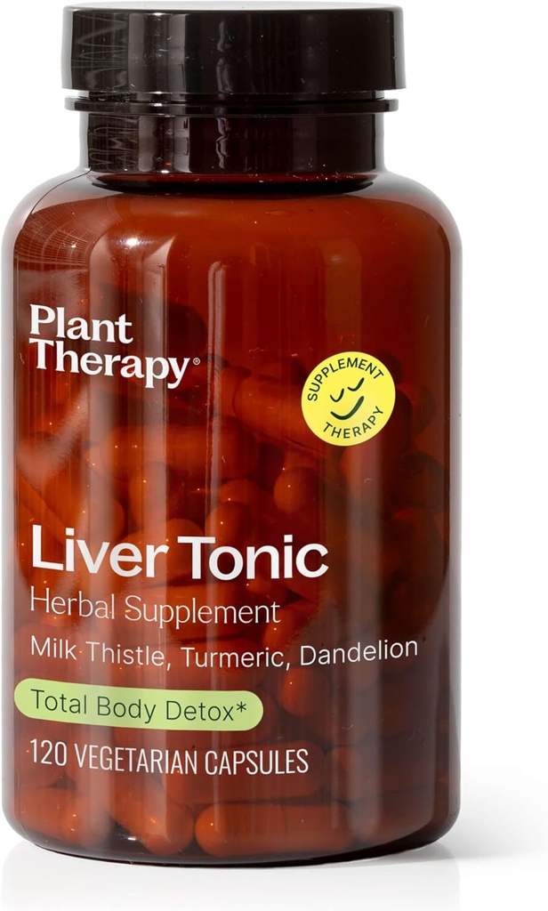 Plant Therapy Liver Tonic Herbal Supplement Capsules, Supports Liver Function, Detoxing for Optimal Health, Natural Boosts Energy Levels, 120 Vegetarian Capsules (4 ay tedarik), ABD'de Made in the USA