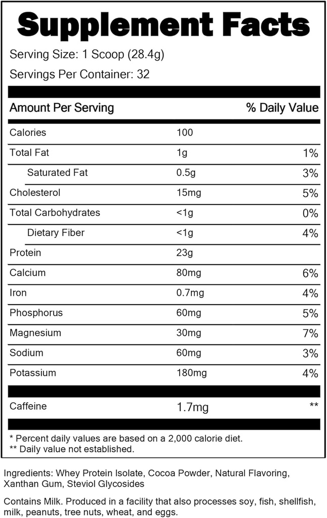 Portions Master CFM Whey Isolate Protein Toz, 2 LB, 23g Low Carb, Low Fat, Cold-Processed, Fast Absorbing, Muscle growth & Recovery Support (Chocolate Brownie)