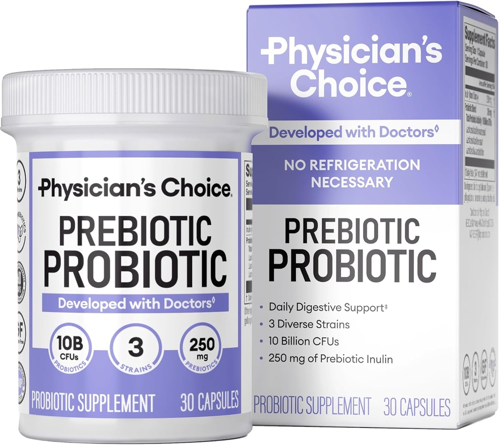 Doktor CHOICE Prebiyotik-Probiyotik - Multi-Strain Probiyotikler ve Synergistic Prebiyotikler - Digestive Health için Tasarlandı, Gut Microbiome Destek - Gut Health için Güçlü PrePro for Women & Men