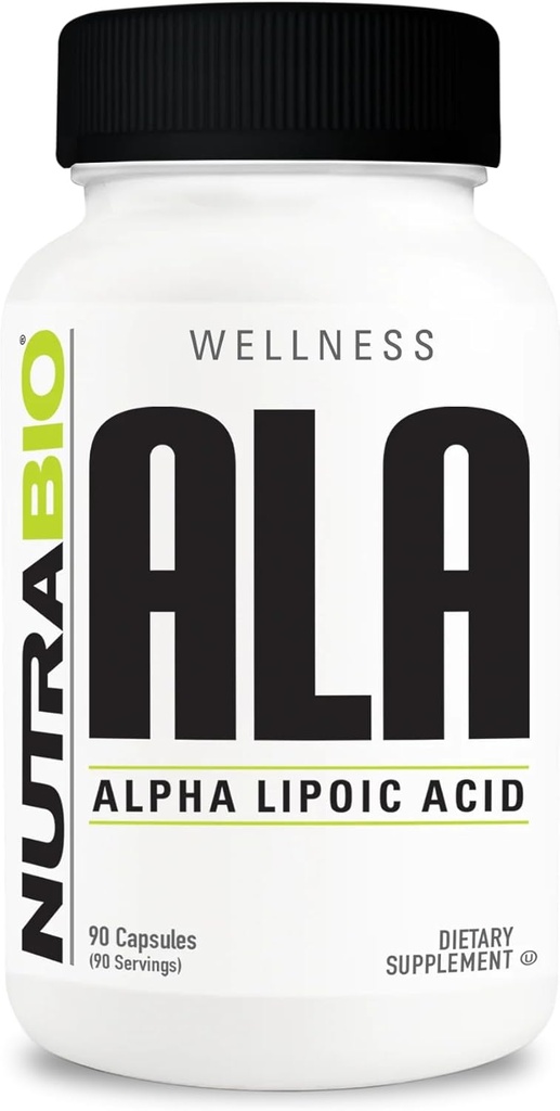 NutraBio Alpha Lipoic Asit (ALA) Tamam, 300 mg - Antioksit Sağlık Destekleri, 90 Sebze Kapsülleri Enerji Üretimi ve Wellness, 90 Sebze Capsules