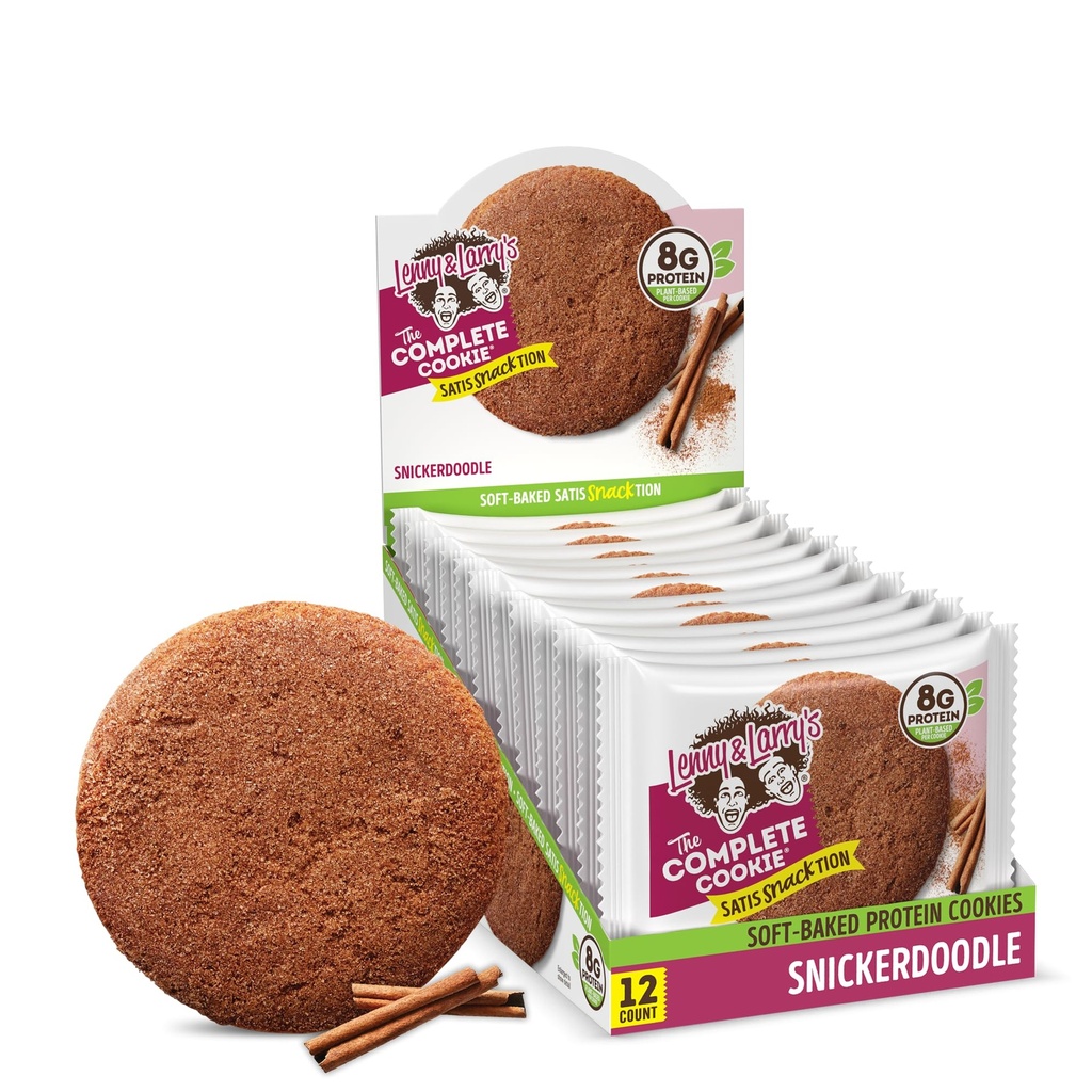 Lenny & Larry's The Complete Cookie, Snickerdoodle, Soft Baked, 8g Plant Protein, Vegan, Non-GMO, 2 Ounce Cookie (Pazar 12)