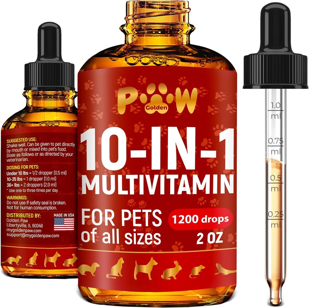 Cat Multivitamin – Vitamins B, C, and D3 in Liquid Form - 1 Köpek Vitaminleri ve UTIs - Cilt ve Ön Bakım için Kedi Vitaminleri - HIPS & Ortaklar için Glucosamine - 2 Oz