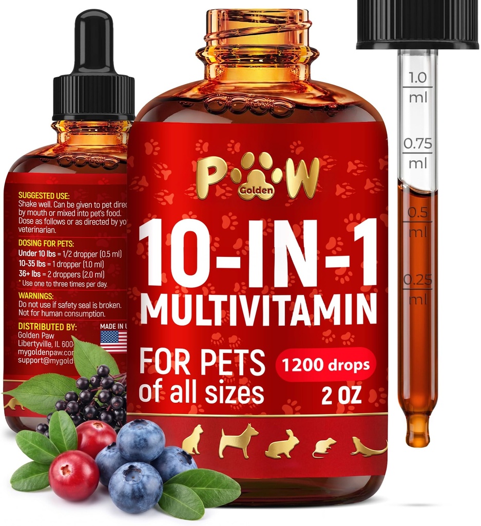 Cat Multivitamin – Vitamins B, C, and D3 in Liquid Form - 1 Köpek Vitaminleri ve UTIs - Cilt ve Ön Bakım için Kedi Vitaminleri - HIPS & Ortaklar için Glucosamine - 2 Oz