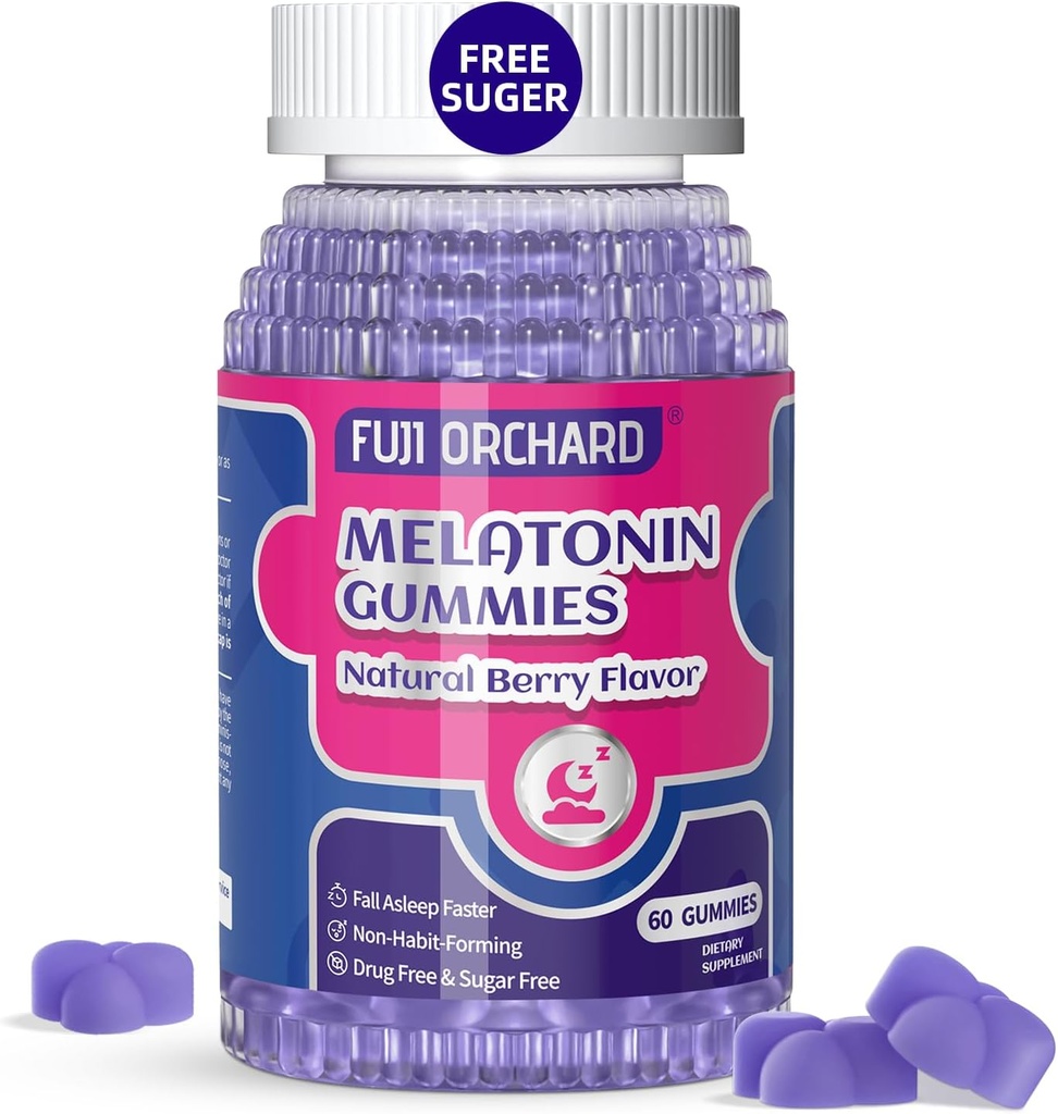 Melatonin Gummies 10 mg - Doğal Uyku Yardımı - Uyku Tamamı - Sugar Free melatonin Gummies Match with Magnezyum Helps You Fall Asleep Faster and Stay Asleep Longer - 60 Gummies Vegan