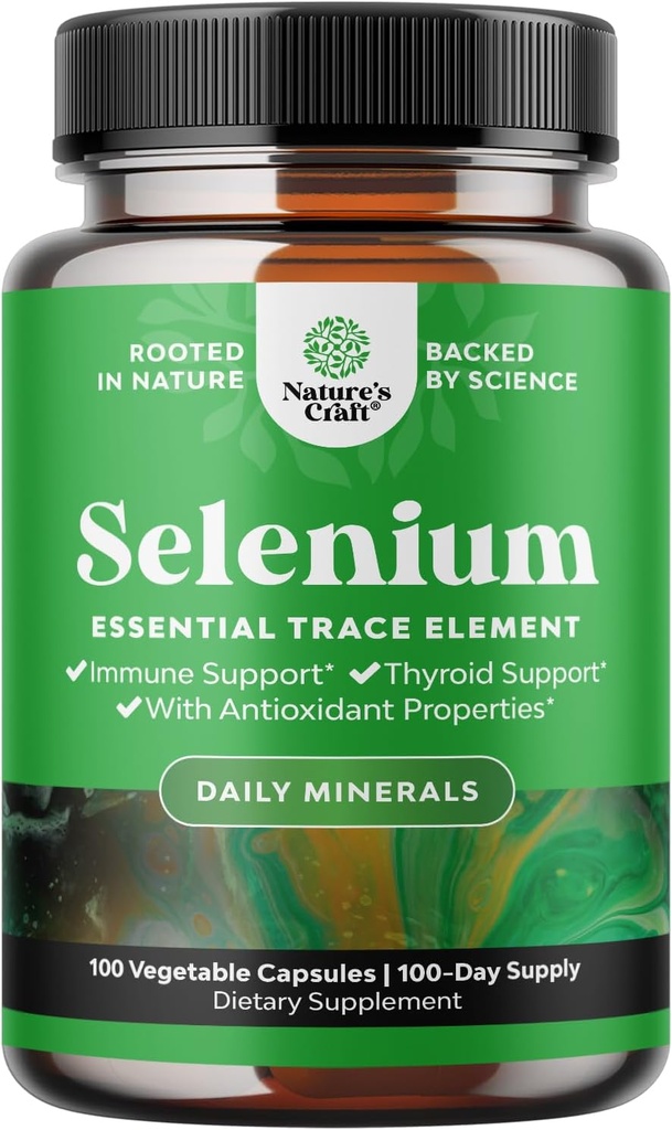 Yeast Free Selenium 200mcg Capsules - Yüksek Potency Selenium Supplement for Immunity Antioksi and Thyroid Support Essential Trace Mineral - Vegan Non-GMO Gluten Free & Made in the US (100 hizmet)