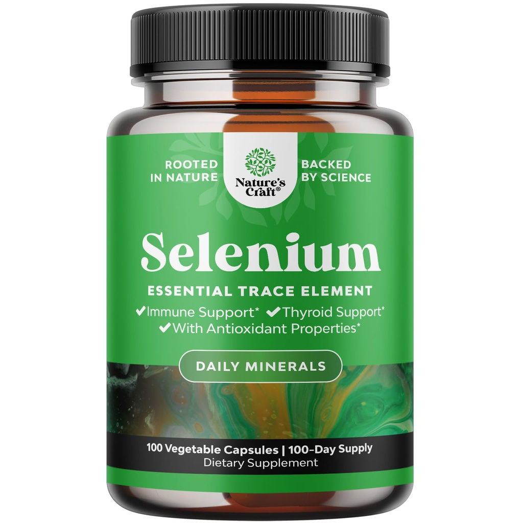 Yeast Free Selenium 200mcg Capsules - Yüksek Potency Selenium Supplement for Immunity Antioksi and Thyroid Support Essential Trace Mineral - Vegan Non-GMO Gluten Free & Made in the US (100 hizmet)