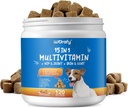 Dog Multivitamin Chewable with Glucosamine,15-in-1 Dog Multivitamin Supplements,Multivitamin for Dogs,Health Support - Dog Skin, Coat, Heart,for Dogs of All Ages and Breeds,120 Soft Chews Duck Flavor