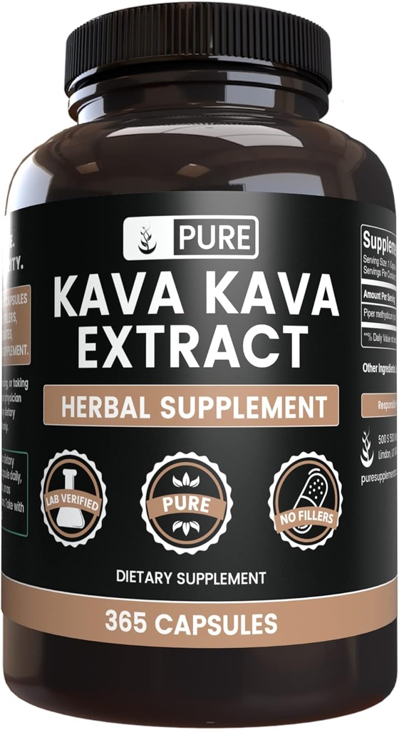 PURE ORIGINAL INGREDIENTS Kava (365 Capsules) Magnezyum Or Rice Fillers, Always Pure, Lab TY