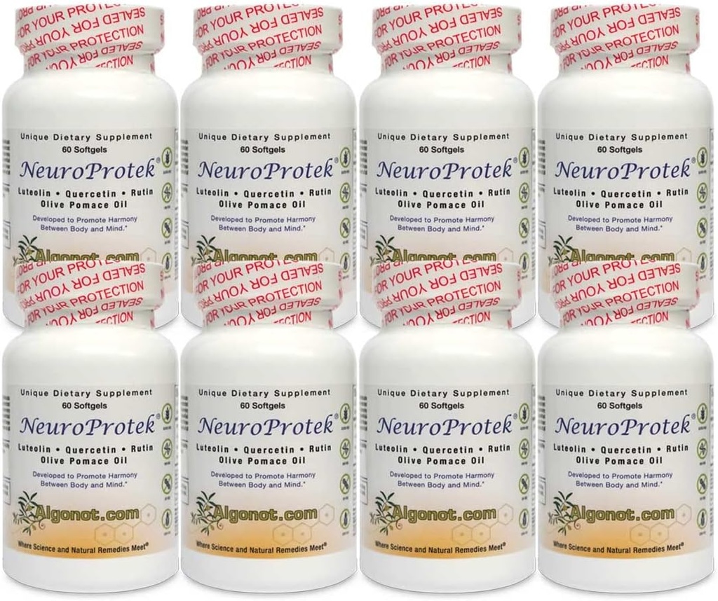 Algonot NeuroProtek 8 Pack: The only liposomal Luteolin Products Using Olive Pomace Oil. Combination of Luteolin, Quercetin & Rutin in Olive Pomace Oil (Reduced Price Bundle)