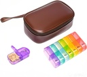 starfa laboratuvarı Haftalık Pill Organizer with Pill case 2 Times a Day, 7 Day AM/PM Pill Case Portable Travel Pill Box with Storage Bag for Hold Vitamins, Supplements, Drugs and Fish Oils (Brown)