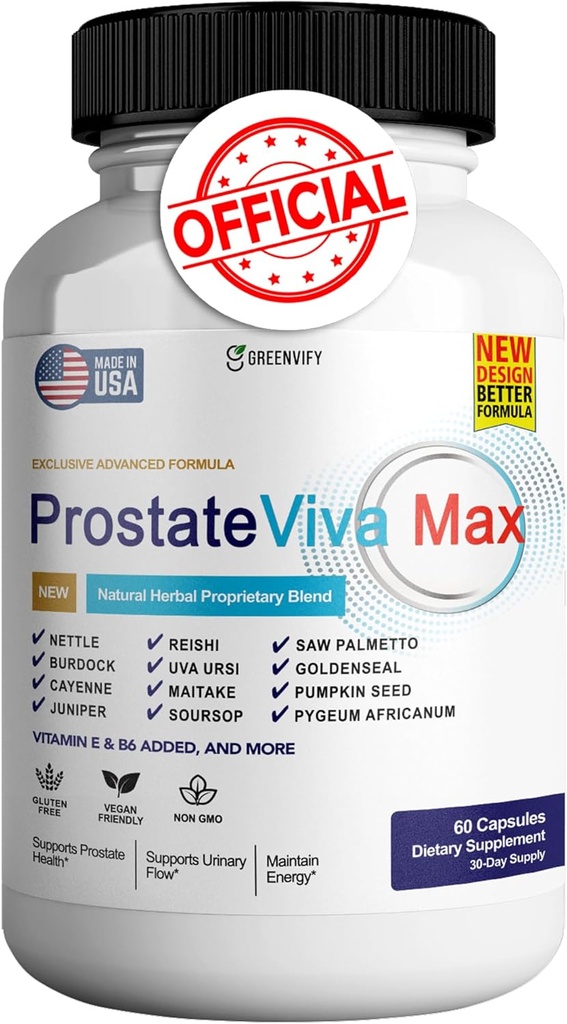 ProstateViva Max Prostate Supplements for Men Capsules, Health Supplements - maximum Strength, All Natural to Support Normal & Sağlıklı Fonksiyonl (60 Capsules)