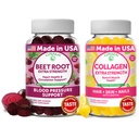 Lunakai Beet Root and Collagen Gummies Bundle 200mg Hydrolyzed Collagen Gummies for Women and Men with Biotin, Zinc, Vitamin C and E - Αντιγηραντική Γήρανση