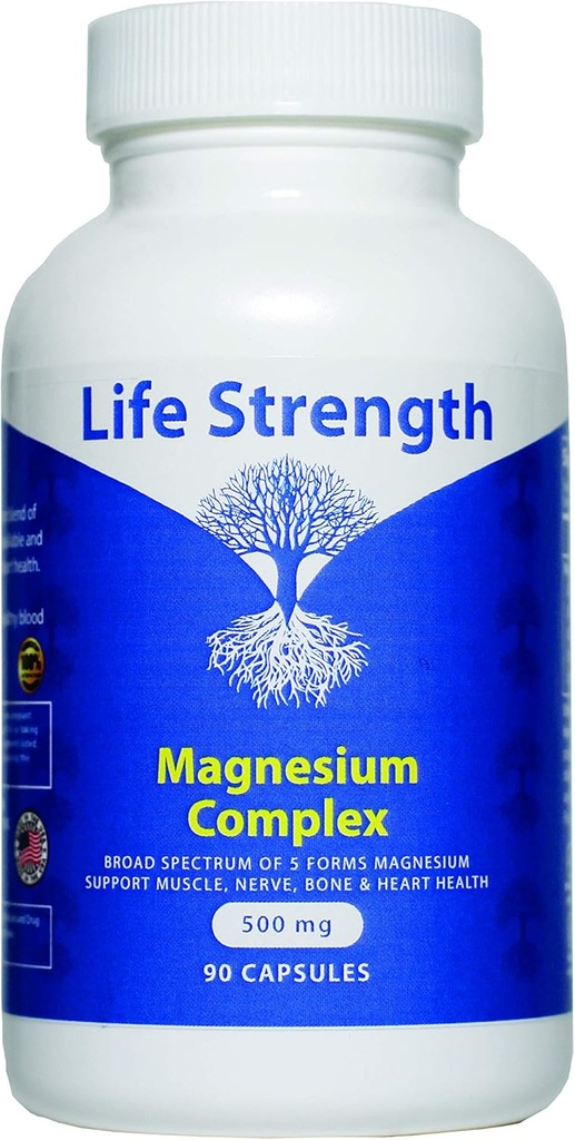 5 Forms Magnezyum Kompleksi 500 MG - 90 Capsules - Citrate Aspartate Glycinate & Gluconate - Non GMO, Soy, Gluten & Dairy Free Sebze Capsules