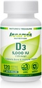 Yüksek Potency Vitamin D3 5000 IU – Boost Immune, Support Bone & Teeth, Easy to Swallow 120 Veg Capsules