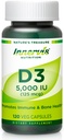 Yüksek Potency Vitamin D3 5000 IU – Boost Immune, Support Bone & Teeth, Easy to Swallow 120 Veg Capsules