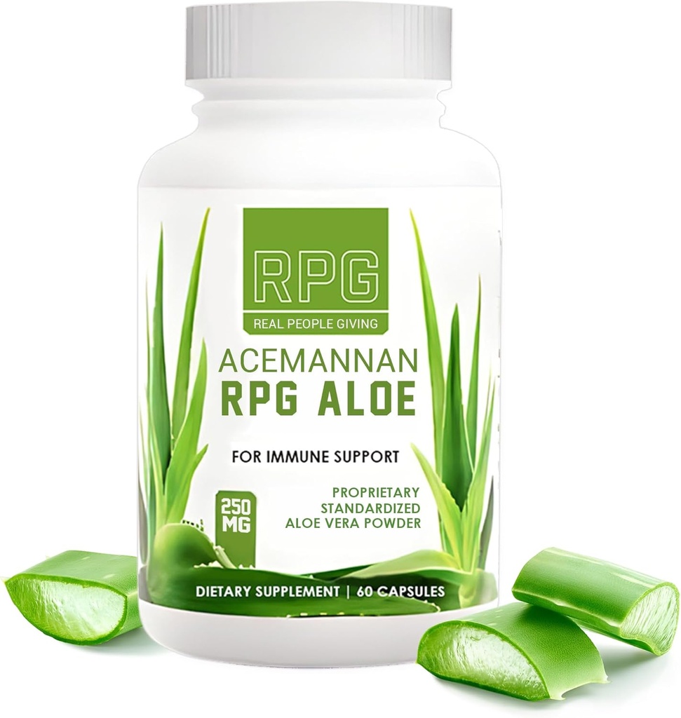RPG Acemannan Aloe Vera Capsules - Immune ve Gut Support aloe Vera Capsule - 60 Pills (250 MG)