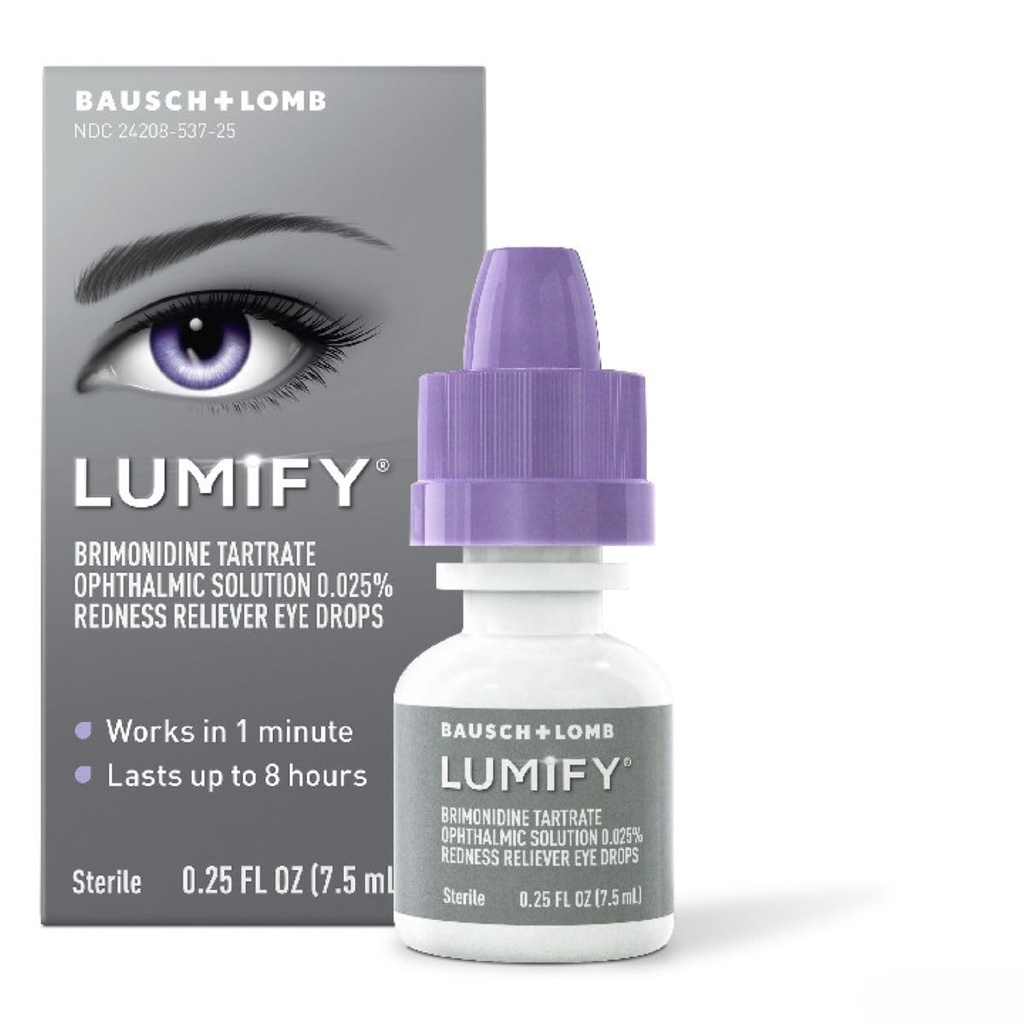 LUMIFY Οφθαλμικές σταγόνες για κόκκινα μάτια, Redness Reliever για φωτεινότερο αναζητούν μάτια, λειτουργεί σε 1 λεπτό & διαρκεί έως 8 ώρες, Οφθαλμικές σταγόνες, 0.25 Fl Oz (7.5mL)