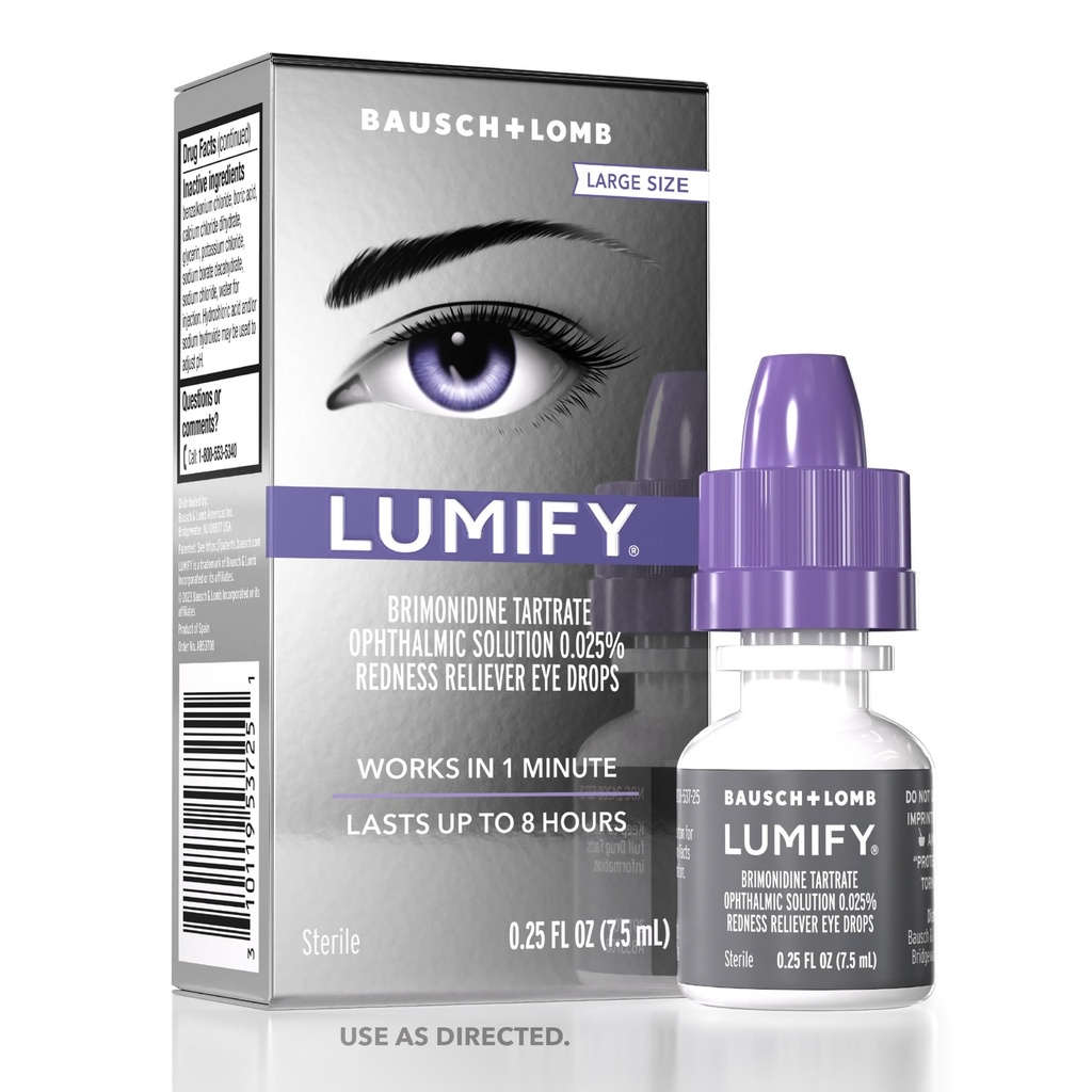 LUMIFY Eye Red Eyes, Redness Reliever for Brighter Looking Eyes, Works in 1 Minute & Lasts Up to 8 Hours, Eye Drops, 0.25 Fl Oz (7.5mL)
