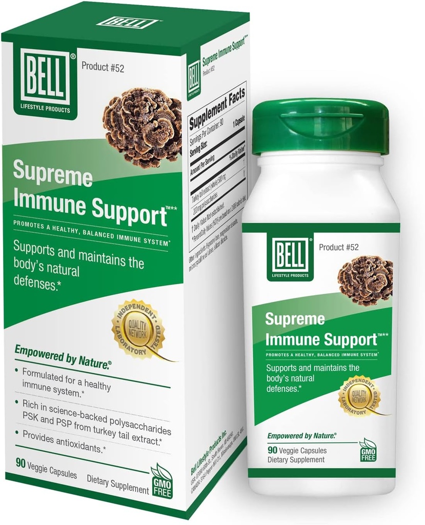 Bell Supreme Immune SupportTM Mushroom Supplement Türkiye Tails Mushroom - Immune Support için Doğal Bir Supplement, Benzersiz Mix | 90 Capsules